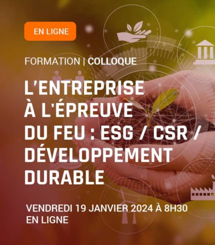 L’ENTREPRISE À L’ÉPREUVE DU FEU : ESG/CSR/DÉVELOPPEMENT DURABLE