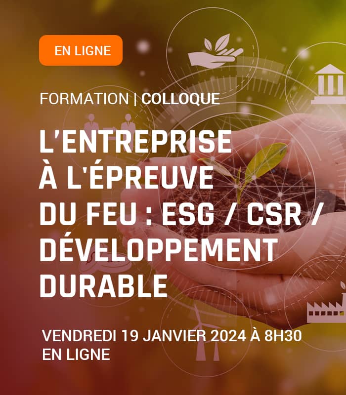 L’ENTREPRISE À L’ÉPREUVE DU FEU : ESG/CSR/DÉVELOPPEMENT DURABLE